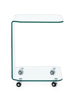 TAVOLINO CON RUOTE QUADRATO IN VETRO - IRIDE