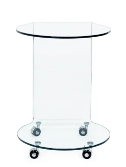 TAVOLINO CON RUOTE ROTONDO IN VETRO - IRIDE