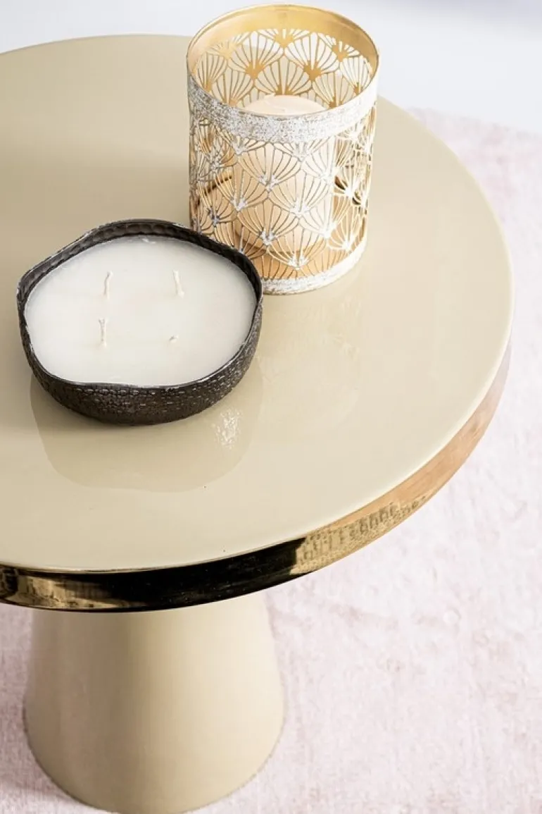 TAVOLINO IN ACCIAIO AVORIO D45.5 - NANDIKA