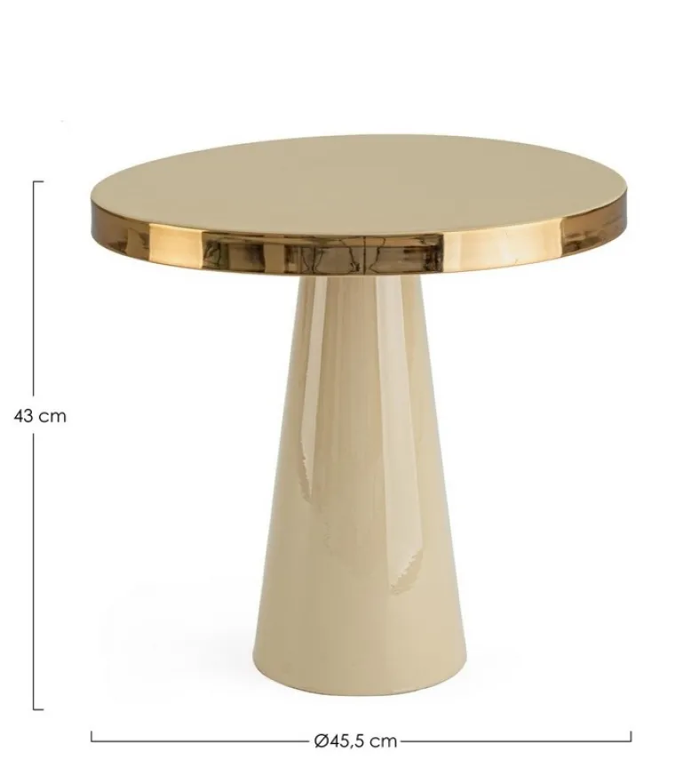 TAVOLINO IN ACCIAIO AVORIO D45.5 - NANDIKA