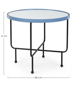 TAVOLINO IN ACCIAIO CON SPECCHIO AZZURRO - PAINTER