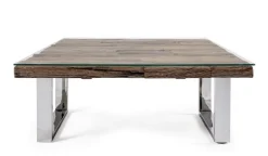 TAVOLINO IN LEGNO CON VETRO 100X100 - STANTON