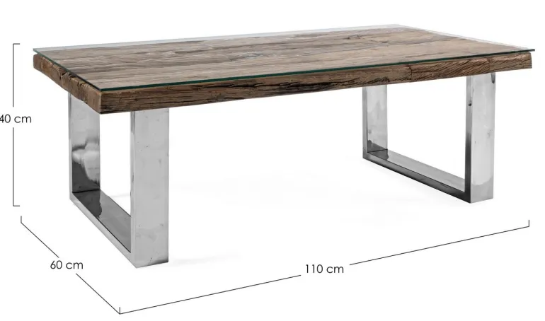 TAVOLINO IN LEGNO CON VETRO 110X60 - STANTON
