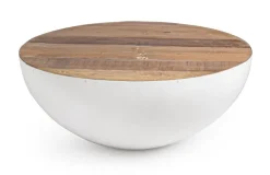 TAVOLINO IN LEGNO RICICLATO BIANCO D90 - LANCASTER