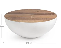 TAVOLINO IN LEGNO RICICLATO BIANCO D90 - LANCASTER