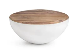 TAVOLINO IN LEGNO RICICLATO BIANCO D70 - LANCASTER