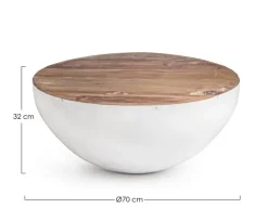 TAVOLINO IN LEGNO RICICLATO BIANCO D70 - LANCASTER