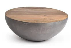 TAVOLINO IN LEGNO RICICLATO GRIGIO D90 - LANCASTER