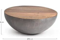 TAVOLINO IN LEGNO RICICLATO GRIGIO D90 - LANCASTER