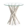 TAVOLINO IN TEAK CON RIPIANO IN VETRO D40 - SAHEL