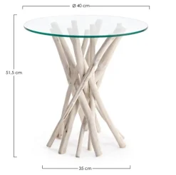 TAVOLINO IN TEAK CON RIPIANO IN VETRO D40 - SAHEL