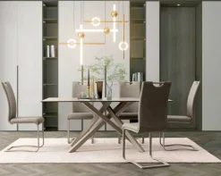 TAVOLO CON PIANO IN CERAMICA TORTORA - SEAN