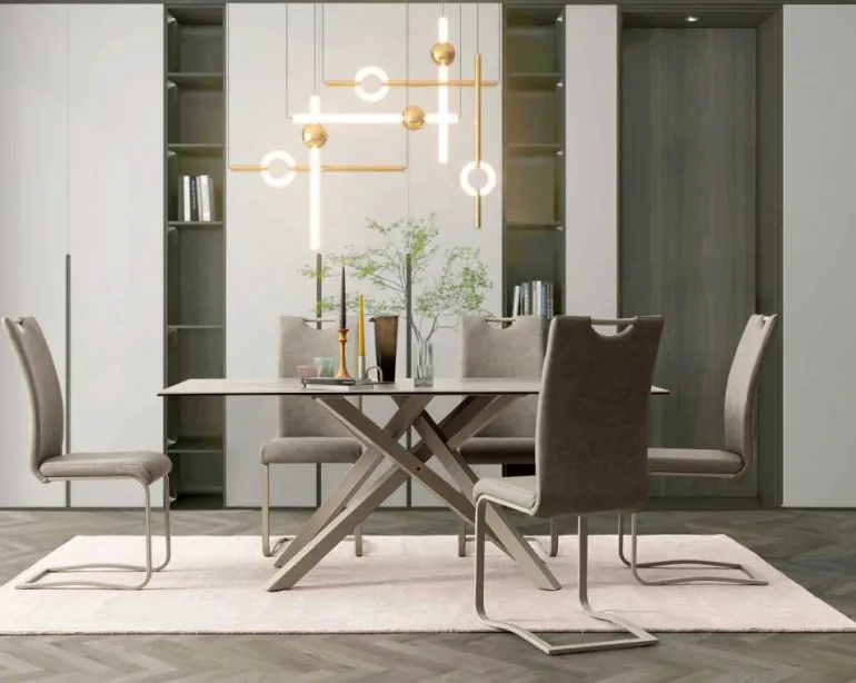 TAVOLO CON PIANO IN CERAMICA TORTORA - SEAN