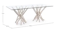 TAVOLO FISSO CON RIPIANO IN VETRO - SAHEL