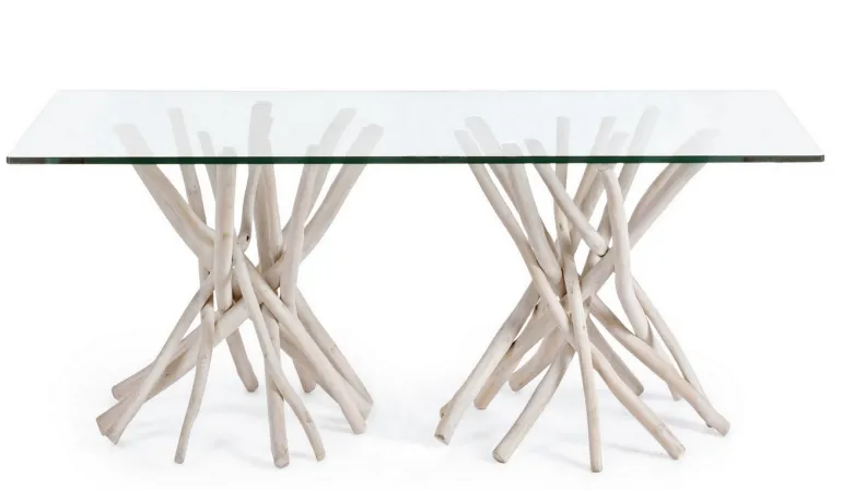 TAVOLO FISSO CON RIPIANO IN VETRO - SAHEL