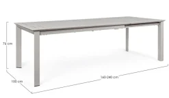 TAVOLO IN ALLUMINIO 160/240X100 - KONNOR RASTIN