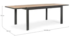 TAVOLO IN ALLUMINIO 160-240X100 ANTRACITE YK13 - BELMAR