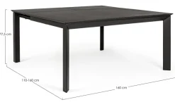 TAVOLO IN ALLUMINIO 110/160X160 ANTRACITE CX23 - KONNOR