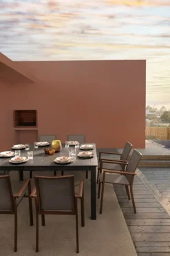 TAVOLO IN ALLUMINIO 110/160X160 ANTRACITE CX23 - KONNOR