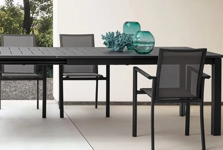 TAVOLO IN ALLUMINIO 160/240X100 ANTRACITE CX23 - KONNOR