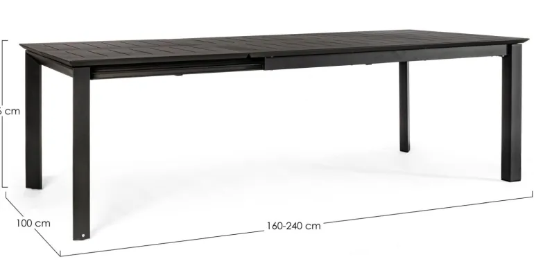 TAVOLO IN ALLUMINIO 160/240X100 ANTRACITE CX23 - KONNOR