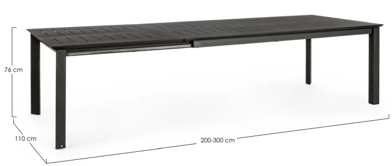 TAVOLO IN ALLUMINIO 200/300X110 ANTRACITE CX23 - KONNOR