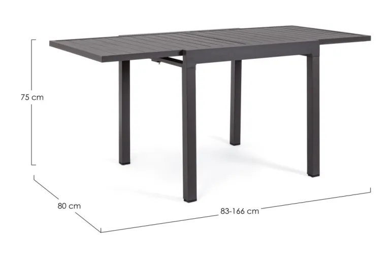 TAVOLO IN ALLUMINIO 83/166X80 ANTRACITE YK13 - PELAGIUS