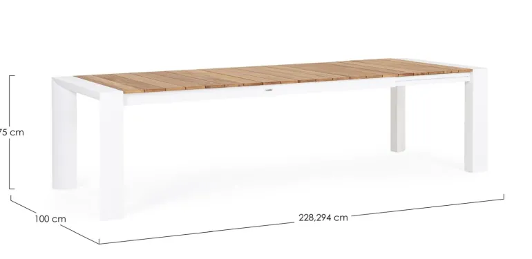 TAVOLO IN ALLUMINIO 228-294X100 BIANCO GK50 - CAMERON