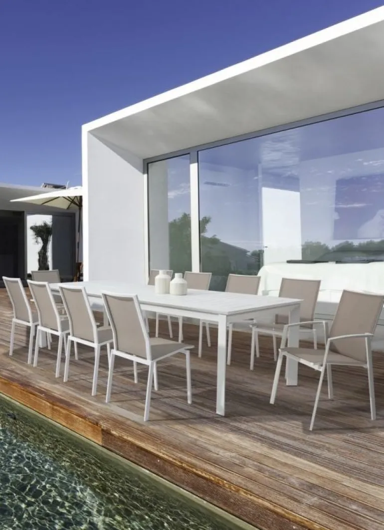 TAVOLO IN ALLUMINIO 200/300X110 BIANCO CX21-KONNOR