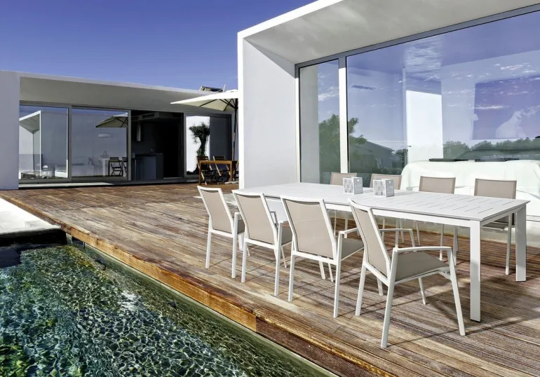 TAVOLO IN ALLUMINIO 200/300X110 BIANCO CX21-KONNOR