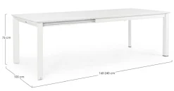 TAVOLO IN ALLUMINIO 160/240X100 BIANCO CX21 - KONNOR