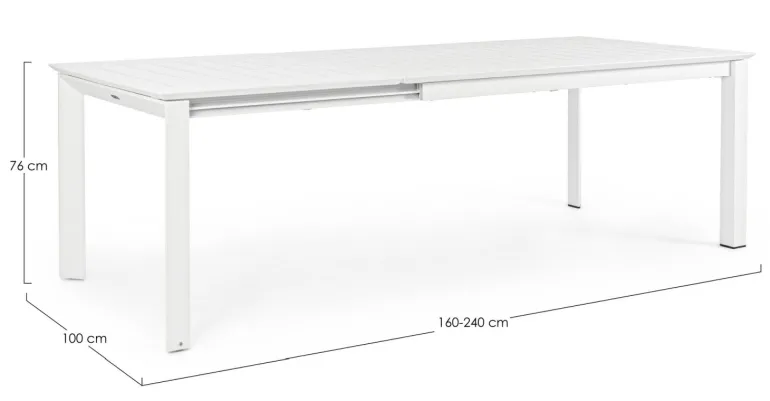 TAVOLO IN ALLUMINIO 160/240X100 BIANCO CX21 - KONNOR