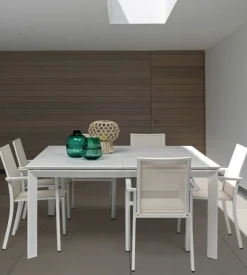 TAVOLO IN ALLUMINIO 110/160X160 BIANCO CX21 - KONNOR