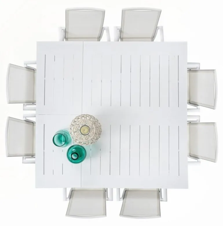 TAVOLO IN ALLUMINIO 110/160X160 BIANCO CX21 - KONNOR