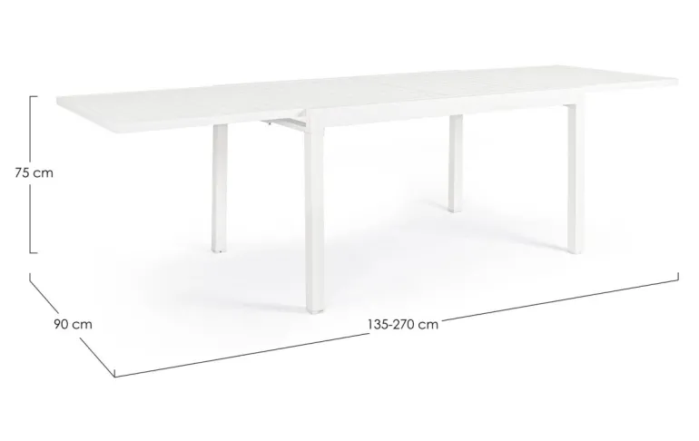 TAVOLO IN ALLUMINIO 135/270X90 BIANCO YK11 - PELAGIUS