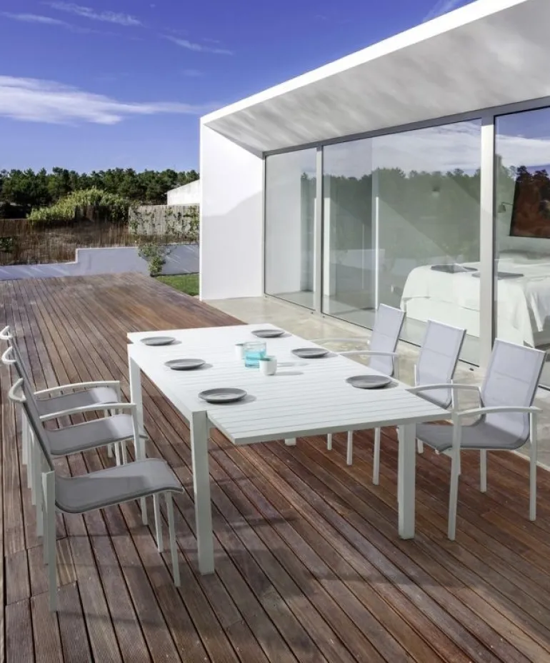 TAVOLO IN ALLUMINIO 135/270X90 BIANCO YK11 - PELAGIUS