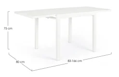 TAVOLO IN ALLUMINIO 83/166X80 BIANCO YK11 - PELAGIUS