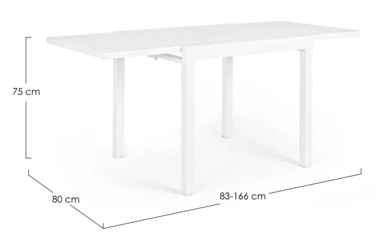 TAVOLO IN ALLUMINIO 83/166X80 BIANCO YK11 - PELAGIUS