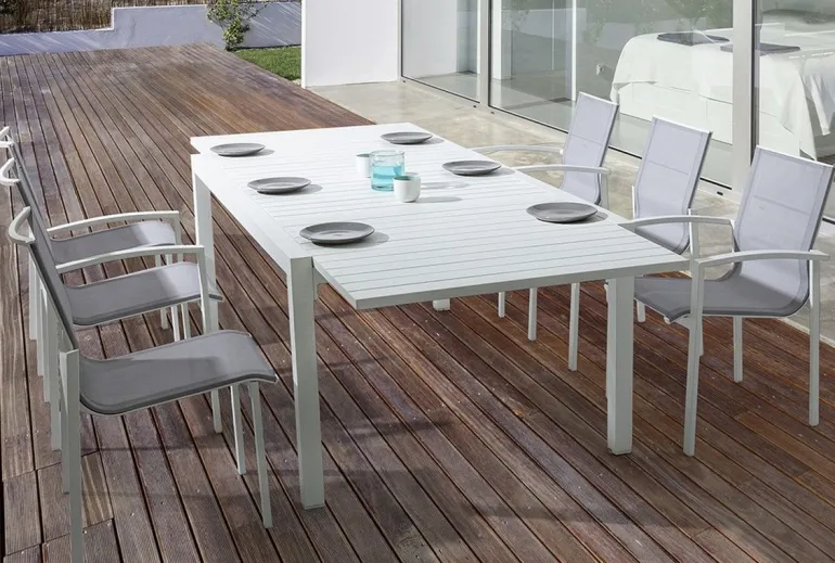 TAVOLO IN ALLUMINIO 83/166X80 BIANCO YK11 - PELAGIUS