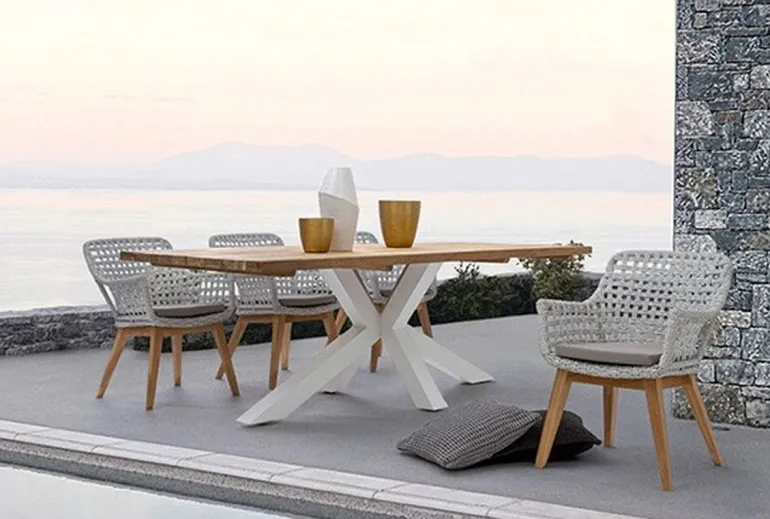 TAVOLO IN TEAK RICICLATO BIANCO PM01 - RAMSEY