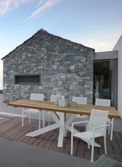 TAVOLO IN TEAK RICICLATO BIANCO PM01 - RAMSEY