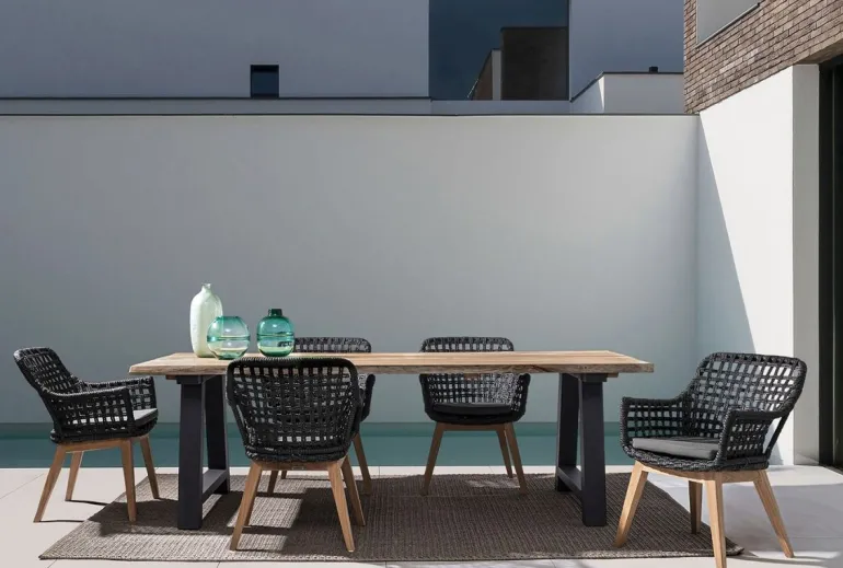 TAVOLO IN TEAK RICICLATO ANTARCITE AM03 - ROLLAND