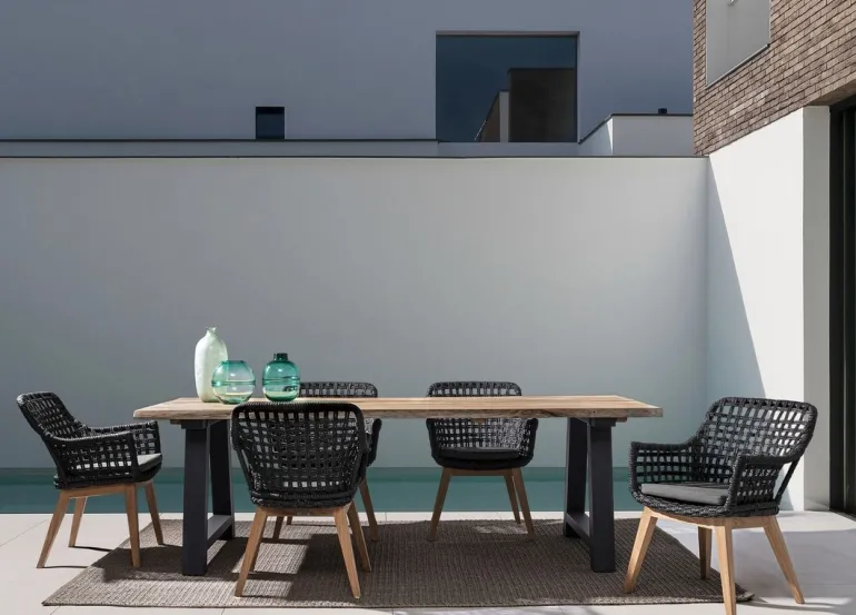 TAVOLO IN TEAK RICICLATO ANTARCITE AM03 - ROLLAND