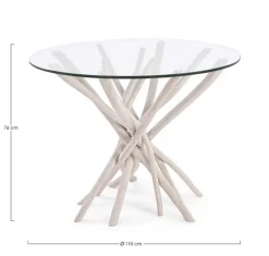 TAVOLO ROTONDO CON RIPIANO IN VETRO - SAHEL