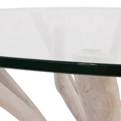 TAVOLO ROTONDO CON RIPIANO IN VETRO - SAHEL