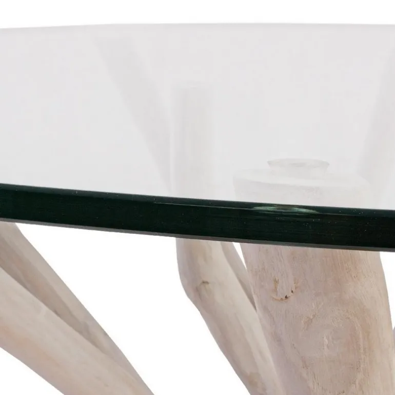 TAVOLO ROTONDO CON RIPIANO IN VETRO - SAHEL